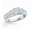 Thumbnail Image 0 of 1.50 CT. T.W. Certified Canadian Princess-Cut Diamond Three Stone Ring in 14K White Gold (I/I1)