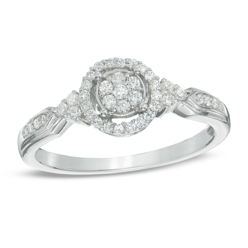 0.20 CT. T.W. Diamond Cluster Promise Ring in 10K White Gold