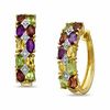 Thumbnail Image 0 of Multi-Gemstone and Diamond Accent Hoop Earrings in Sterling Silver with 18K Gold Plate