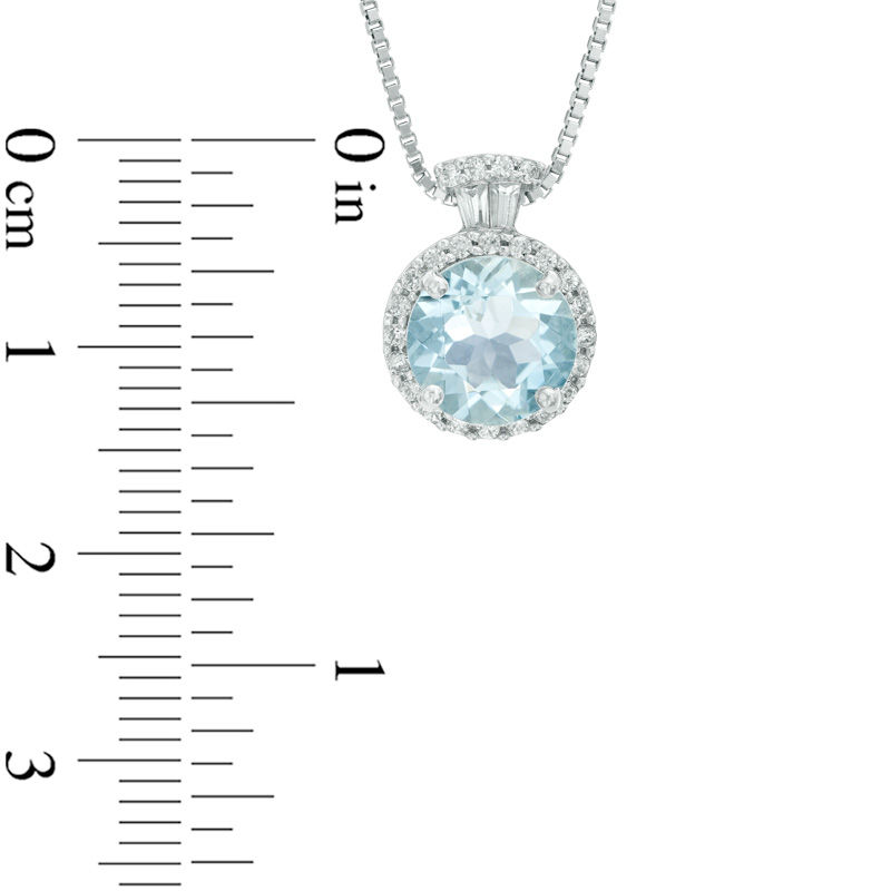 Aquamarine and Lab-Created White Sapphire Pendant, Ring and Earrings Set in Sterling Silver - Size 7