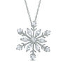 Thumbnail Image 0 of Marquise-Cut and Round White Lab-Created Sapphire Snowflake Pendant in Sterling Silver