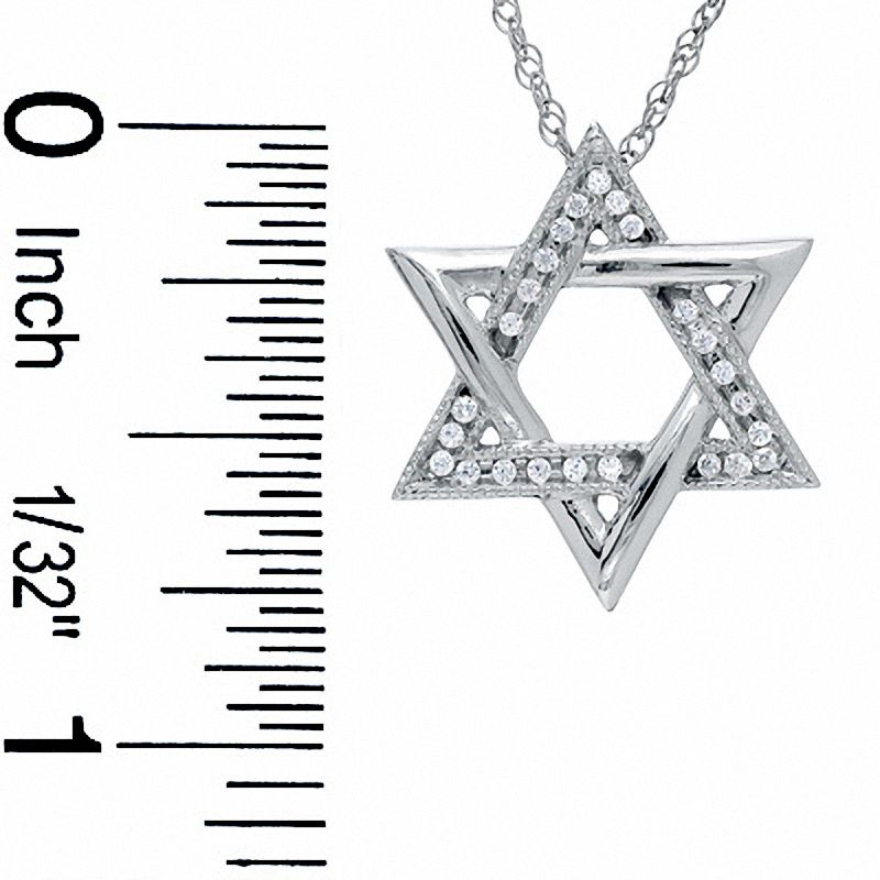 0.12 CT. T.W. Diamond Star of David Pendant in Sterling Silver