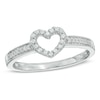 Thumbnail Image 0 of 0.10 CT. T.W. Diamond Heart Ring in Sterling Silver