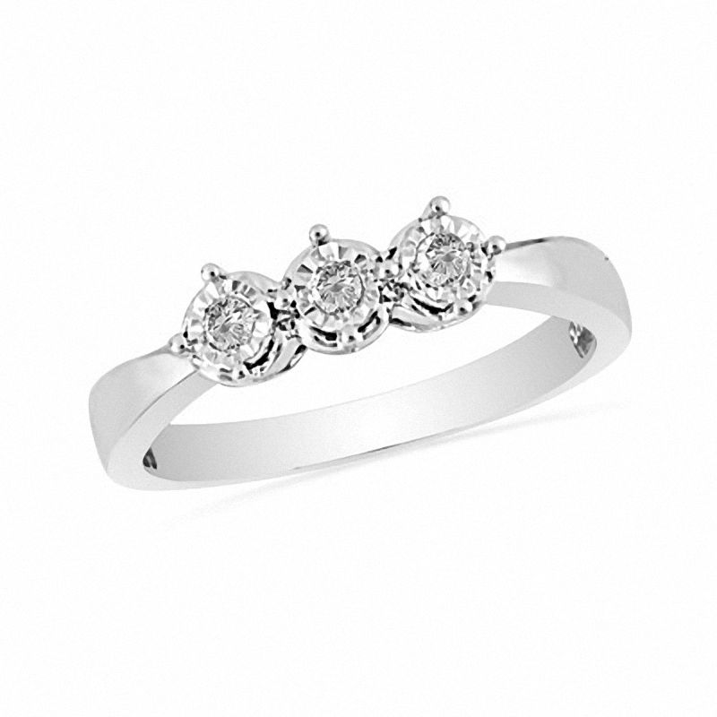 0.10 CT. T.W. Diamond Three Stone Promise Ring in Sterling Silver