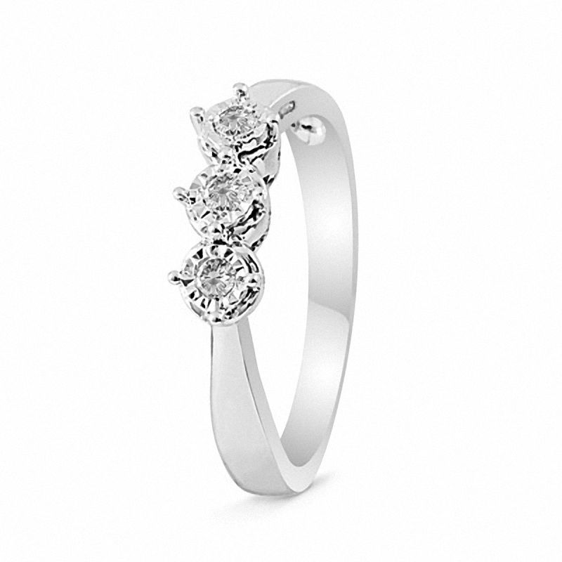 0.10 CT. T.W. Diamond Three Stone Promise Ring in Sterling Silver