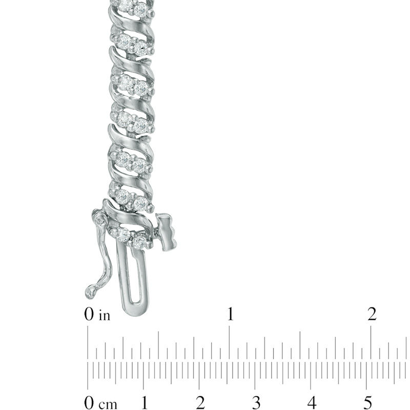 1.00 CT. T.W. Diamond Double Row Wave Bracelet in Sterling Silver