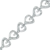 Thumbnail Image 0 of 0.20 CT. T.W. Diamond Heart Link Bracelet in Sterling Silver