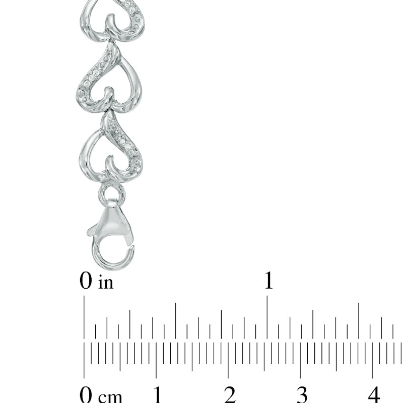 0.20 CT. T.W. Diamond Heart Link Bracelet in Sterling Silver