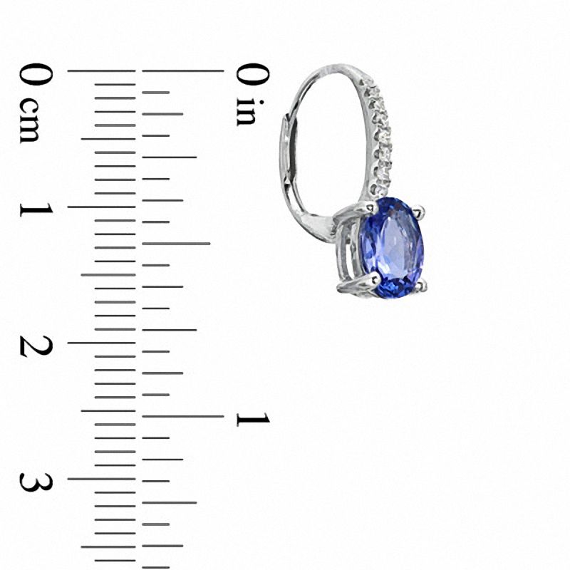 Oval Tanzanite and Diamond Accent Drop Earrings in 10K White Gold