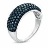 Thumbnail Image 1 of 1.00 CT. T.W. Enhanced Blue Diamond Multi-Row Band in Sterling Silver