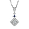 Thumbnail Image 0 of Vera Wang Love Collection 0.38 CT. T.W. Princess-Cut Diamond and Blue Sapphire Pendant in 14K White Gold