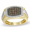 Thumbnail Image 0 of Men's 1.00 CT. T.W. Champagne and White Diamond Ring in 10K Gold