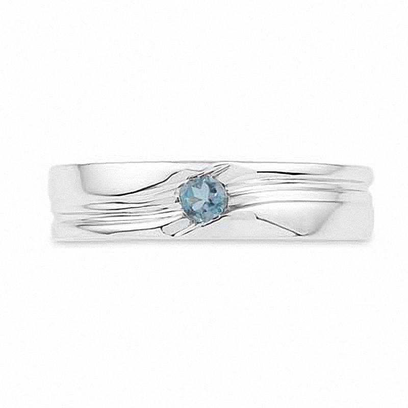 Men's Aquamarine Solitaire Ring in Sterling Silver