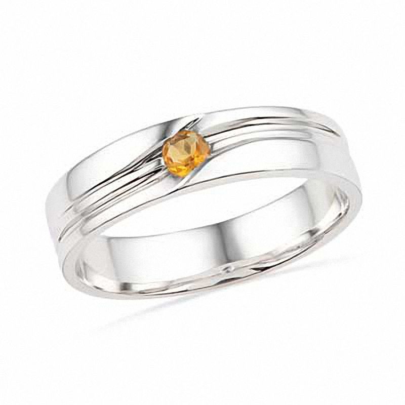 Men's Citrine Solitaire Ring in Sterling Silver