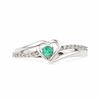 Thumbnail Image 1 of Lab-Created Emerald and Diamond Accent Heart Ring in Sterling Silver