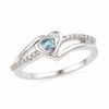 Thumbnail Image 0 of Aquamarine and Diamond Accent Heart Ring in Sterling Silver