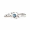 Thumbnail Image 1 of Aquamarine and Diamond Accent Heart Ring in Sterling Silver