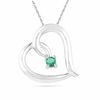 Thumbnail Image 0 of Lab-Created Emerald Tilted Heart Pendant in Sterling Silver