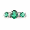 Thumbnail Image 1 of Oval Lab-Created Emerald and Diamond Accent Ring in Sterling Silver