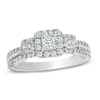 Thumbnail Image 0 of Vera Wang Love Collection 0.95 CT. T.W. Princess-Cut Diamond Three Stone Engagement Ring in 14K White Gold