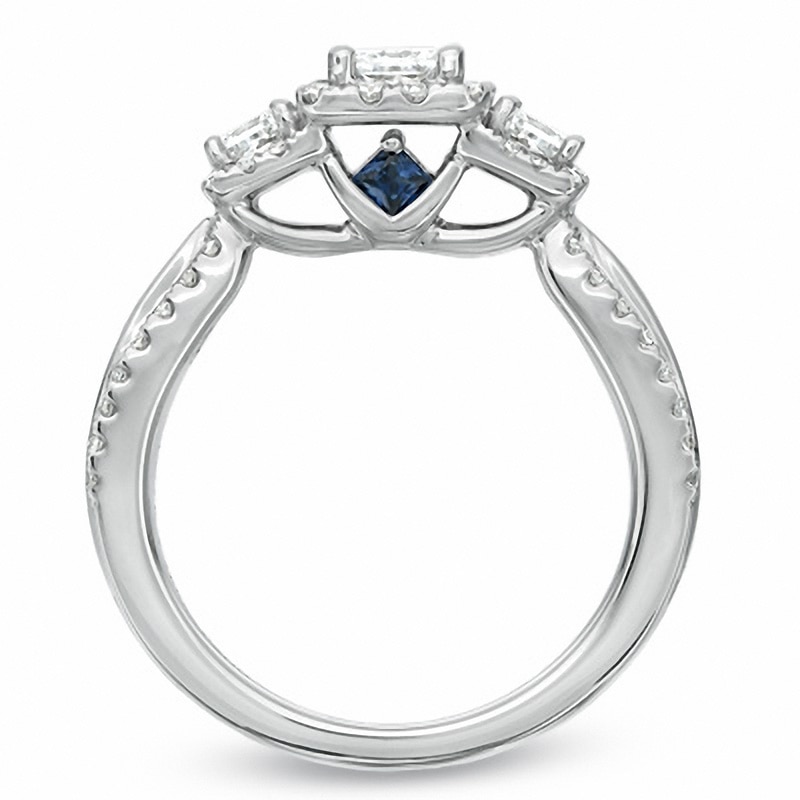 Vera Wang Love Collection 0.95 CT. T.W. Princess-Cut Diamond Three Stone Engagement Ring in 14K White Gold