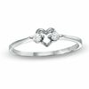 Thumbnail Image 0 of 0.10 CT. T.W Diamond Flanked Heart Promise Ring in 10K White Gold