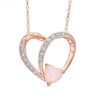 Thumbnail Image 0 of 6.0mm Heart-Shaped Lab-Created Opal and White Sapphire Heart Pendant in Sterling Silver with 14K Rose Gold Plate