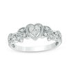 Thumbnail Image 0 of 0.12 CT. T.W. Diamond Vintage-Style Heart Promise Ring in 10K White Gold