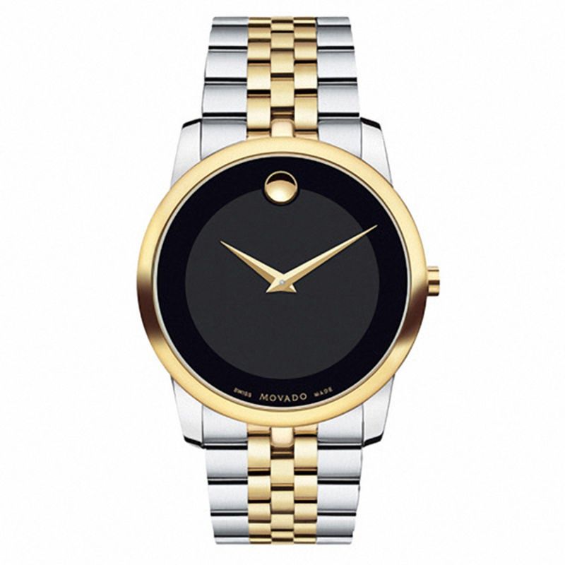 Men's Movado Museum® Classic Two-Tone PVD Watch with Black Dial (Model: 0607200)