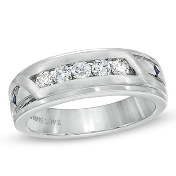 Vera Wang Love Collection Men S 0 45 Ct T W Diamond Slant Wedding