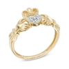 Thumbnail Image 1 of Heart-Shaped Multi-Diamond Accent Claddagh Ring in 10K Gold