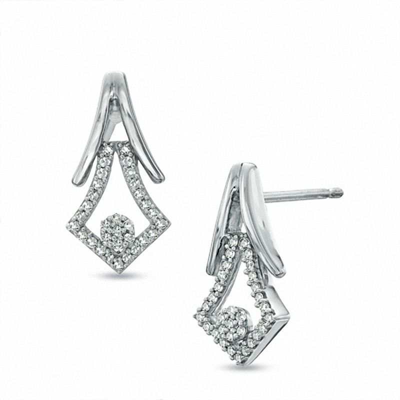 0.12 CT. T.W. Diamond Bell Drop Earrings in Sterling Silver