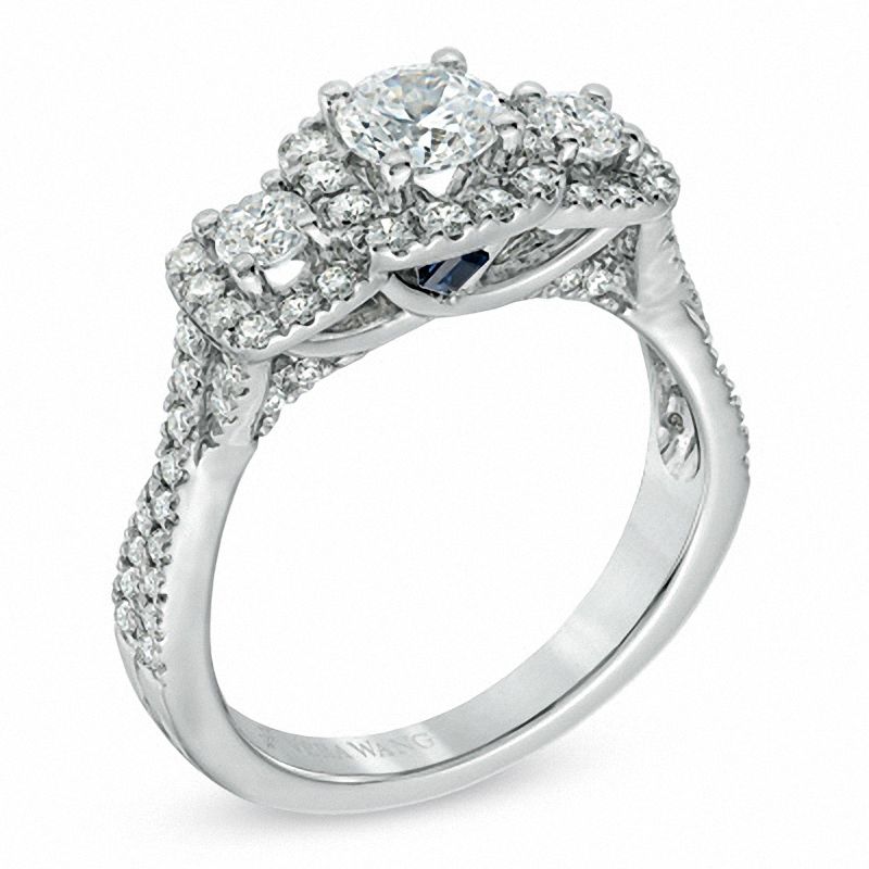 Vera Wang Love Collection 0.95 CT. T.W. Diamond Three Stone Twist Shank Engagement Ring in 14K White Gold