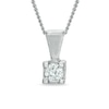 Thumbnail Image 0 of 0.10 CT. Certified Canadian Diamond Square-Set Solitaire Pendant in 14K White Gold - 17"(I/I2)