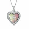 Thumbnail Image 0 of Heart-Shaped Mother-of-Pearl Locket with Cross in Sterling Silver