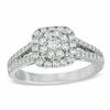 Thumbnail Image 0 of 0.70 CT. T.W. Multi-Diamond Cushion Frame Split Shank Engagement Ring in 14K White Gold