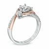 Thumbnail Image 1 of 0.50 CT. T.W. Diamond Three Stone Swirl Engagement Ring in 10K Two-Tone Gold