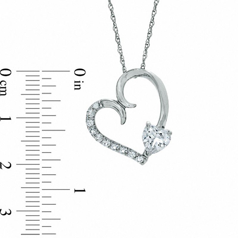 6.0mm Heart-Shaped Lab-Created White Sapphire Pendant in Sterling Silver