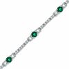 Thumbnail Image 0 of Lab-Created Emerald and White Topaz Bracelet in Sterling Silver - 7.25"