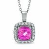Thumbnail Image 0 of 7.0mm Cushion-Cut Lab-Created Pink and White Sapphire Pendant in Sterling Silver