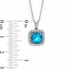 Thumbnail Image 1 of 7.0mm Cushion-Cut Swiss Blue Topaz and Lab-Created White Sapphire Pendant in Sterling Silver