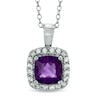 Thumbnail Image 0 of 7.0mm Cushion-Cut Amethyst and Lab-Created White Sapphire Pendant in Sterling Silver
