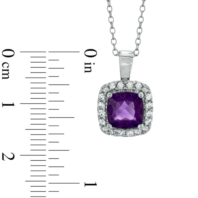 7.0mm Cushion-Cut Amethyst and Lab-Created White Sapphire Pendant in Sterling Silver