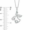 Thumbnail Image 1 of 0.13 CT. T.W. Diamond Angel With Heart Pendant in Sterling Silver
