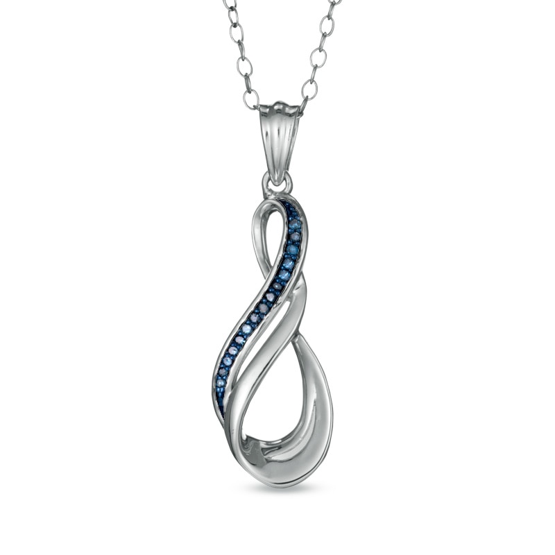 Enhanced Blue Diamond Accent Double Infinity Pendant in Sterling Silver