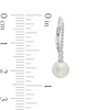 Thumbnail Image 1 of 6.5 - 7.0mm Cultured Freshwater Pearl and Lab-Created White Sapphire Drop Earrings in 10K White Gold