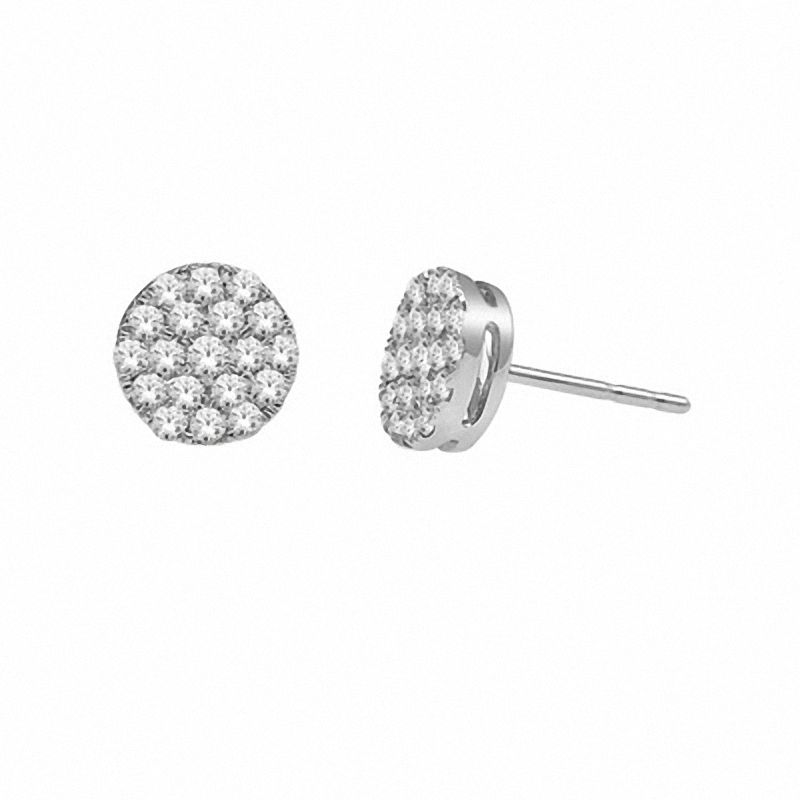 0.50 CT. T.W. Diamond Carnation Stud Earrings in 10K White Gold