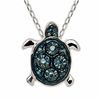 Thumbnail Image 0 of TEENYTINY™ Blue Diamond Accent Turtle Pendant in Sterling Silver - 17"