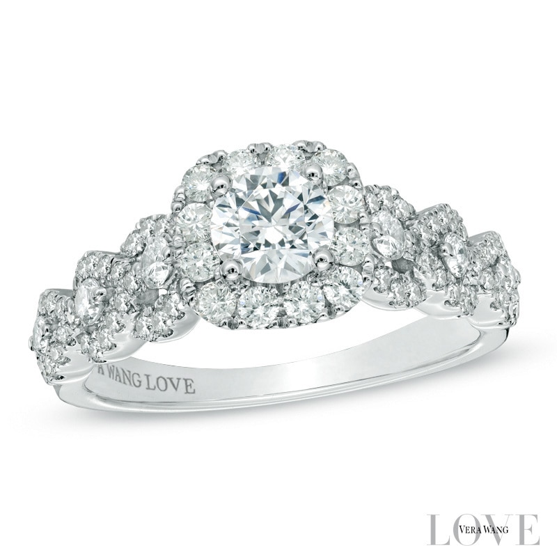 Vera Wang Love Collection 1.20 CT. T.W. Diamond Frame Engagement Ring in 14K White Gold
