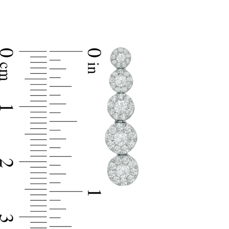 1.25 CT. T.W. Diamond Cluster Graduating Drop Earrings in 10K White Gold